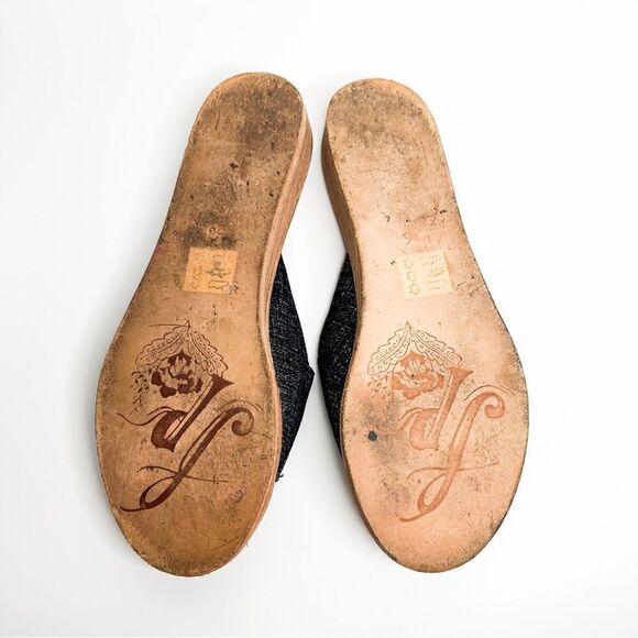 🍋 Free People • Women’s Day Bird Mini-Wedge Slide Sandals inShimmery Black 36EU - Picture 8 of 9